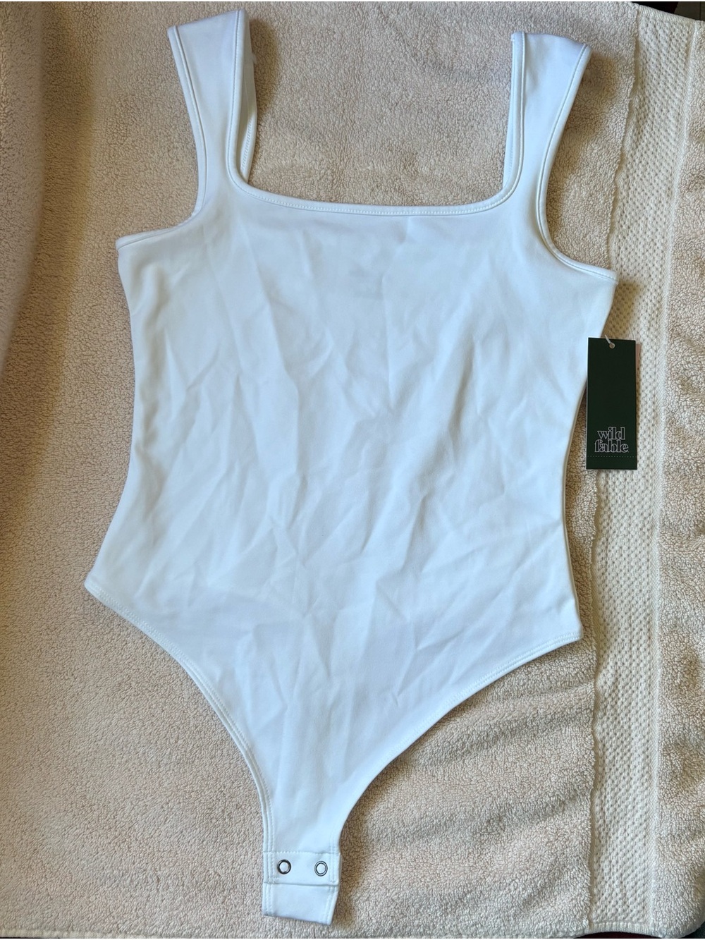 wild fable White Square Neck One-Piece Bodysuit
